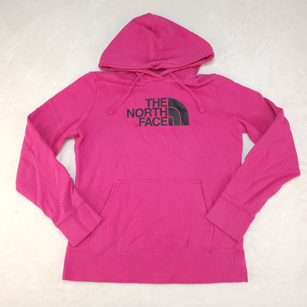 The North Face Hoodie Sweatshirt Womens Medium Hot Pink Graphic Kangaroo Pocket